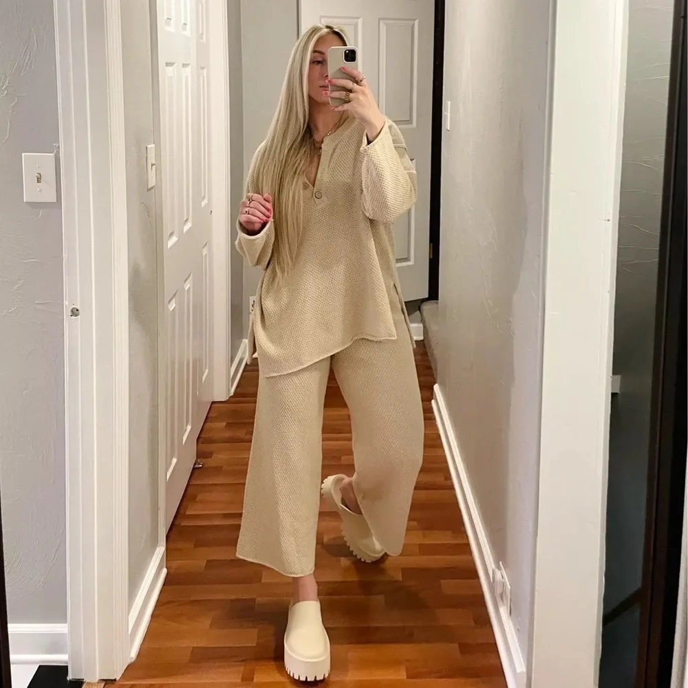 FREE PEOPLE Hailee Tan Sweater Set S